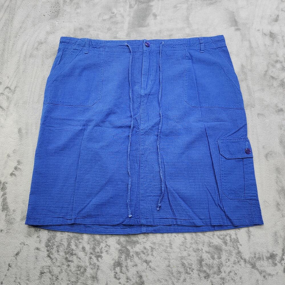 Vintage KHAZANA Skirt Womens 2X Blue Drawstring Waist Cargo Pocket Pencil Mini‎